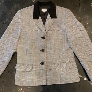 Koret Herringbone Plaid Blazer, Black/White, Size 14